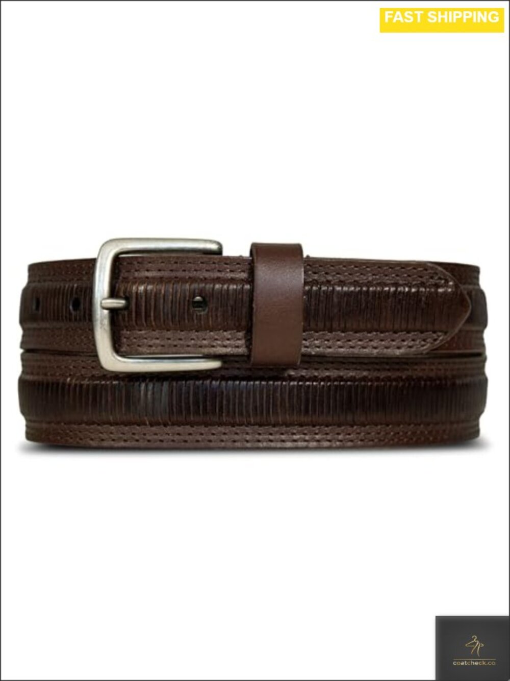 Genuine Leather Hand-Laced Harness Buckle Belt Classic Casual Everyday